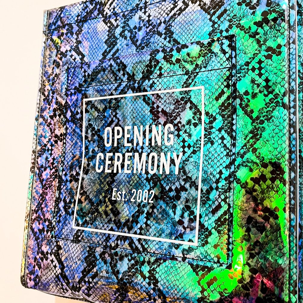 Iridescent Holographic Snakeskin vinyl Opening Ceremony tote bag